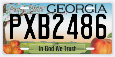 GA license plate PXB2486