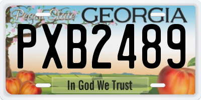 GA license plate PXB2489