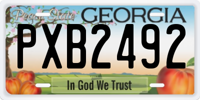 GA license plate PXB2492