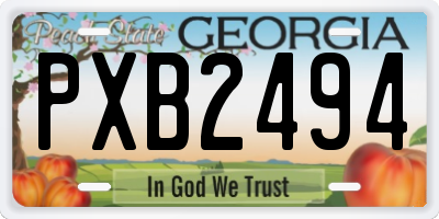 GA license plate PXB2494