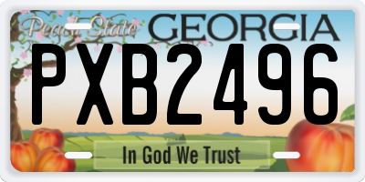GA license plate PXB2496