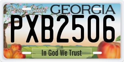 GA license plate PXB2506