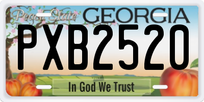 GA license plate PXB2520