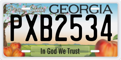 GA license plate PXB2534