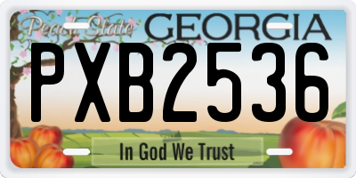 GA license plate PXB2536