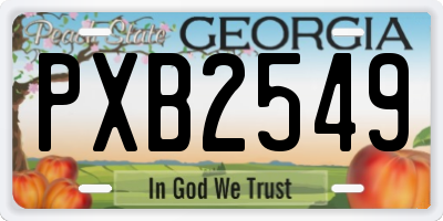 GA license plate PXB2549