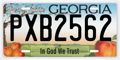 GA license plate PXB2562