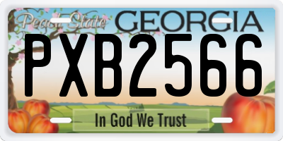 GA license plate PXB2566