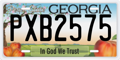 GA license plate PXB2575
