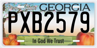 GA license plate PXB2579