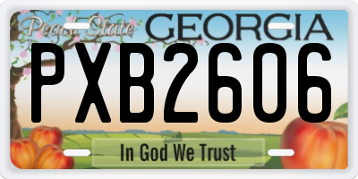GA license plate PXB2606