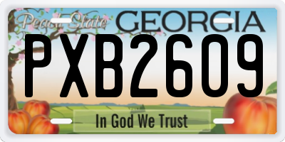 GA license plate PXB2609