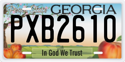 GA license plate PXB2610