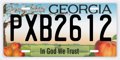 GA license plate PXB2612