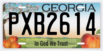 GA license plate PXB2614