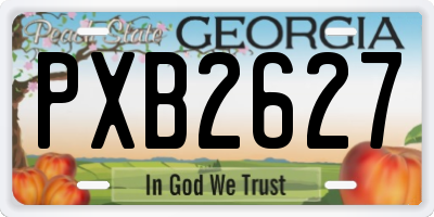 GA license plate PXB2627