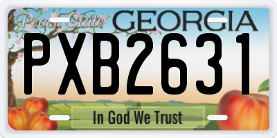 GA license plate PXB2631