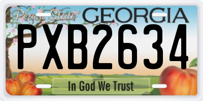 GA license plate PXB2634