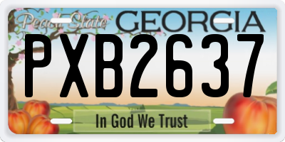 GA license plate PXB2637