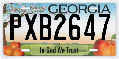 GA license plate PXB2647