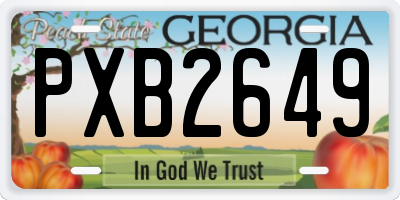 GA license plate PXB2649