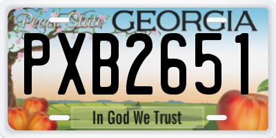 GA license plate PXB2651