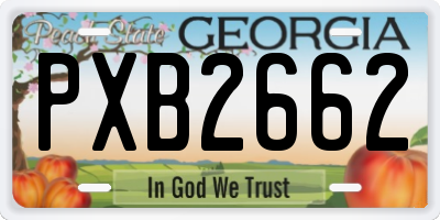 GA license plate PXB2662
