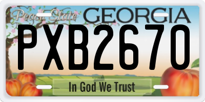 GA license plate PXB2670