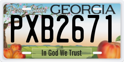 GA license plate PXB2671