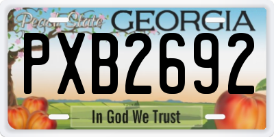 GA license plate PXB2692