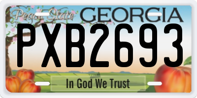 GA license plate PXB2693