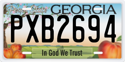 GA license plate PXB2694