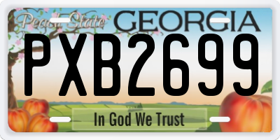 GA license plate PXB2699
