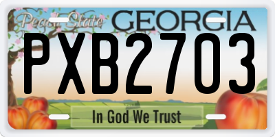 GA license plate PXB2703