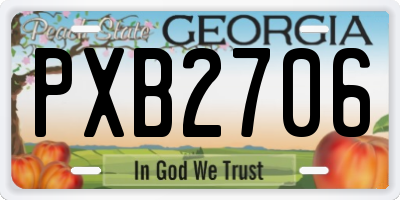 GA license plate PXB2706