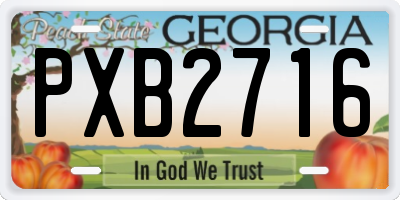 GA license plate PXB2716