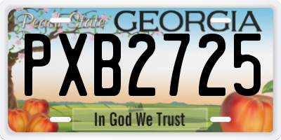 GA license plate PXB2725