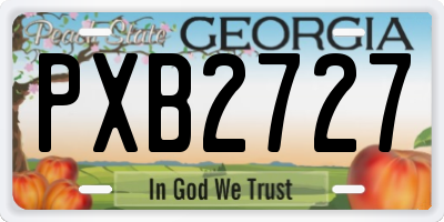 GA license plate PXB2727