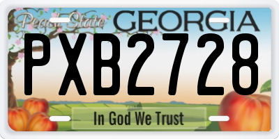 GA license plate PXB2728