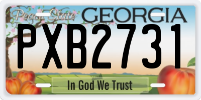 GA license plate PXB2731