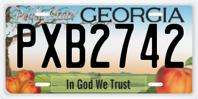 GA license plate PXB2742