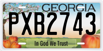 GA license plate PXB2743
