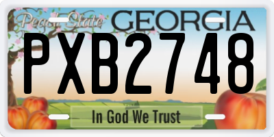 GA license plate PXB2748