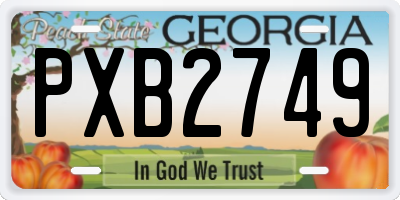 GA license plate PXB2749