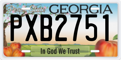 GA license plate PXB2751