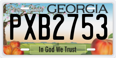 GA license plate PXB2753