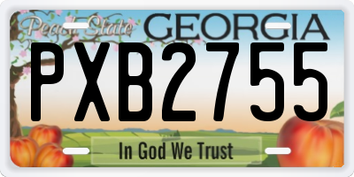 GA license plate PXB2755