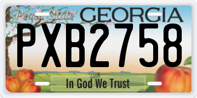 GA license plate PXB2758