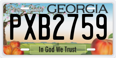 GA license plate PXB2759