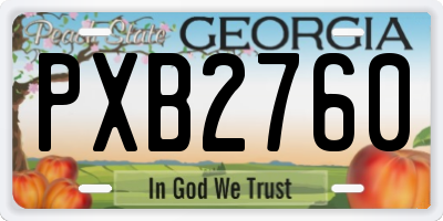 GA license plate PXB2760